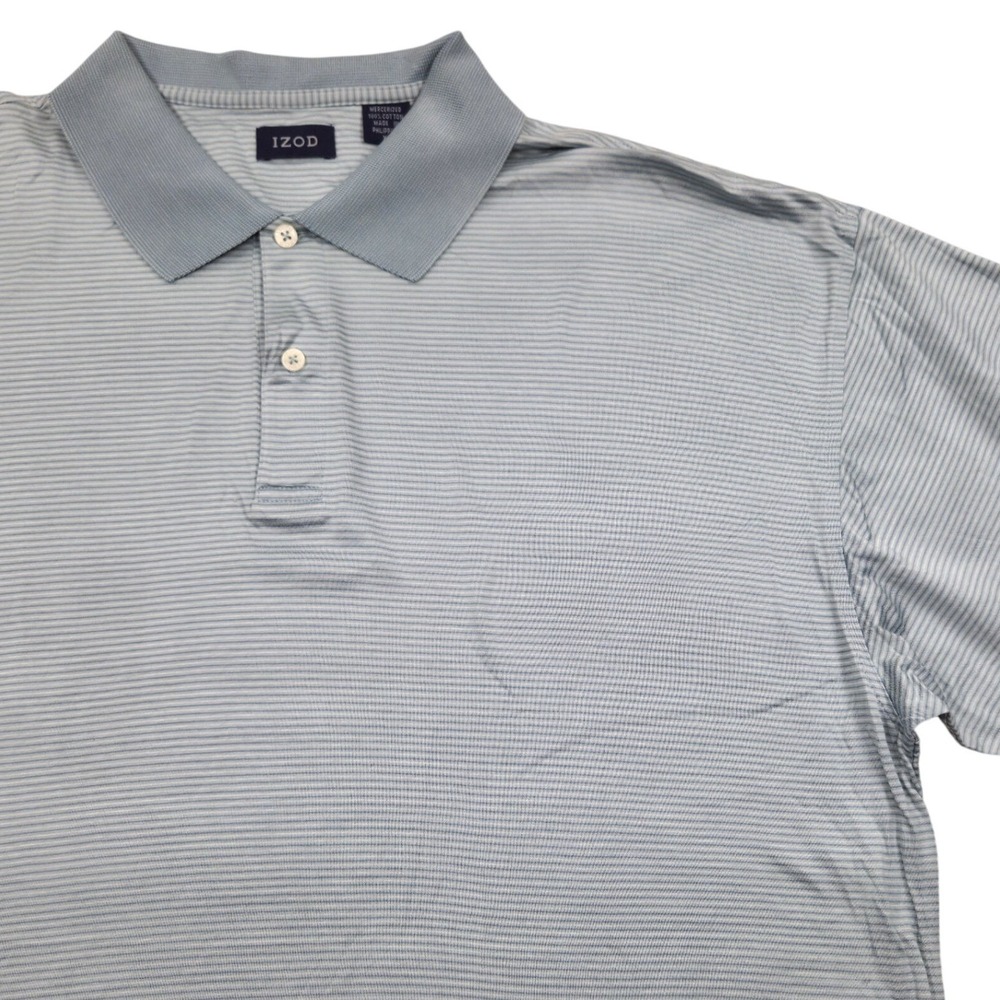 IZOD Short Sleeve Striped Polo Shirt Golf Casual Light Green Mens XL‎